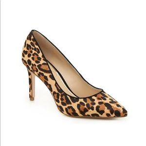 Jessica Simpson leopard calf hair pumps
